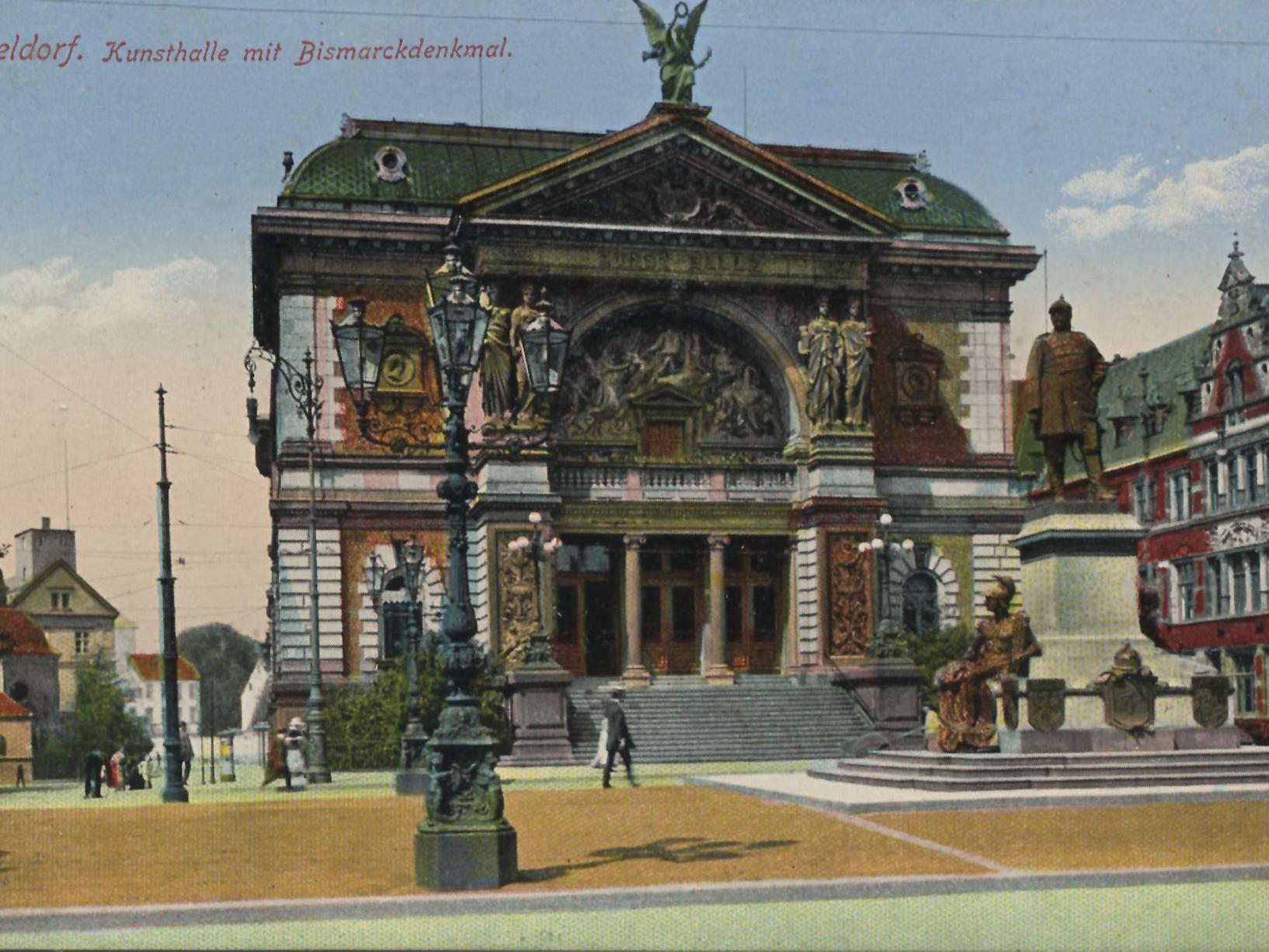 Düsseldorf,_Nordrhein-Westfalen_-_Bismarckdenkmal,_Kunsthalle_(Zeno_Ansichtskarten)